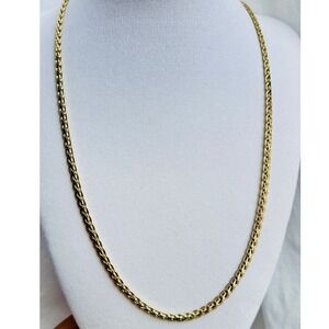 14k Laminated Gold Braided Link Chain Necklace Textured Classic Jewelry
